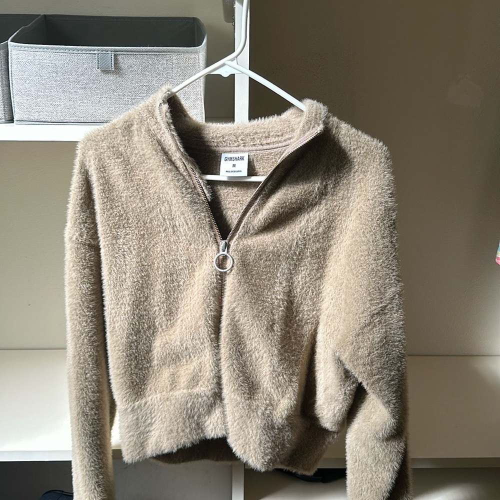 Whitney Simmons x Gymshark Eyelash Knit Jacket medium brown